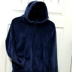 E.B. Velvet Hoodie Blue Navy Stretch Polyester Size S